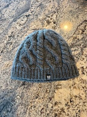 MtnOps Gray Cable Knit Beanie with Ribbed Cuff